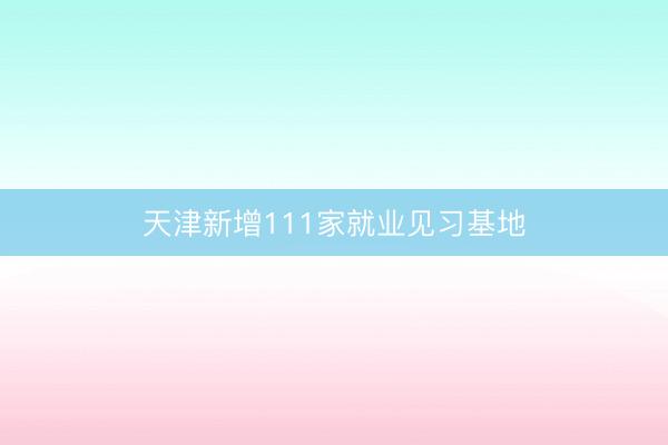 天津新增111家就业见习基地