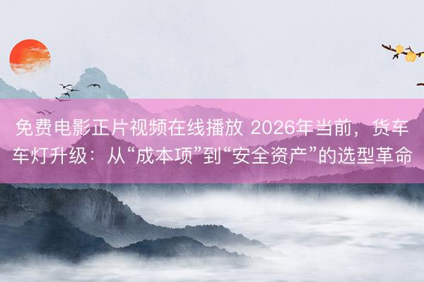免费电影正片视频在线播放 2026年当前，货车车灯升级：从“成本项”到“安全资产”的选型革命