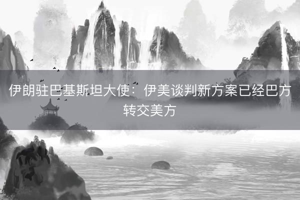 伊朗驻巴基斯坦大使：伊美谈判新方案已经巴方转交美方