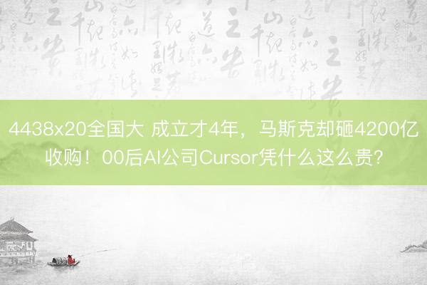 4438x20全国大 成立才4年，马斯克却砸4200亿收购！00后AI公司Cursor凭什么这么贵？