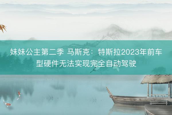 妹妹公主第二季 马斯克：特斯拉2023年前车型硬件无法实现完全自动驾驶