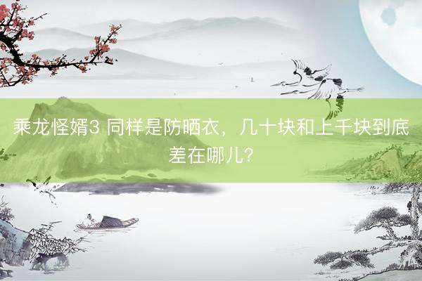 乘龙怪婿3 同样是防晒衣，几十块和上千块到底差在哪儿？