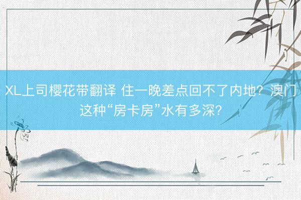 XL上司樱花带翻译 住一晚差点回不了内地？澳门这种“房卡房”水有多深？