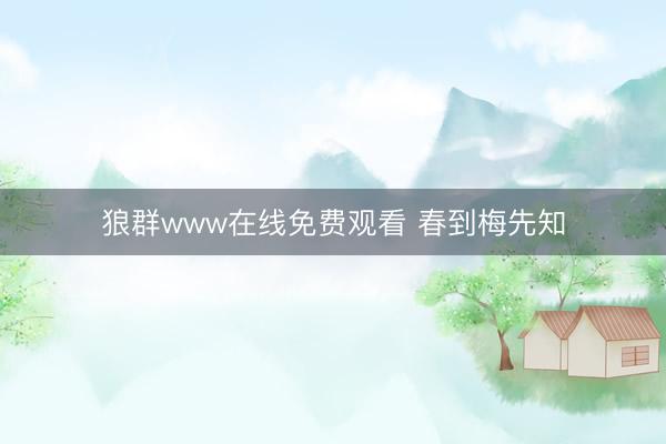 狼群www在线免费观看 春到梅先知