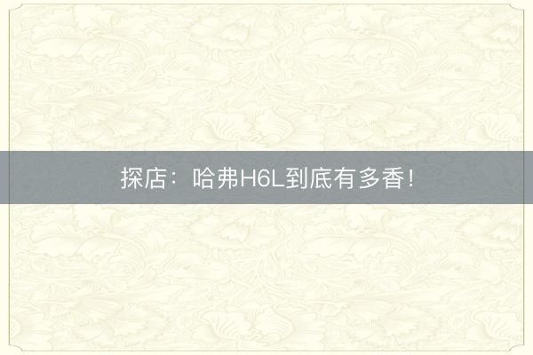 探店：哈弗H6L到底有多香！