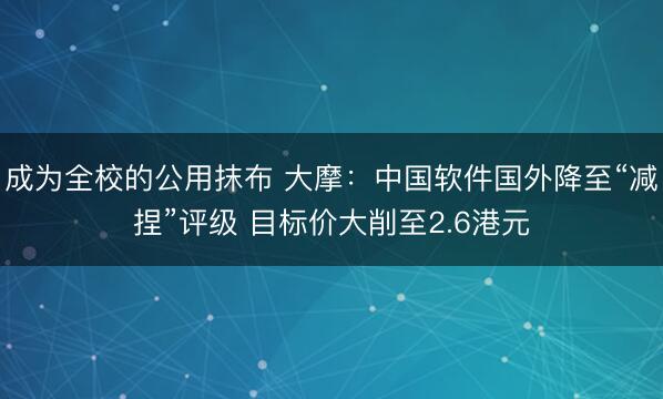 成为全校的公用抹布 大摩：中国软件国外降至“减捏”评级 目标价大削至2.6港元
