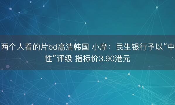 两个人看的片bd高清韩国 小摩：民生银行予以“中性”评级 指标价3.90港元