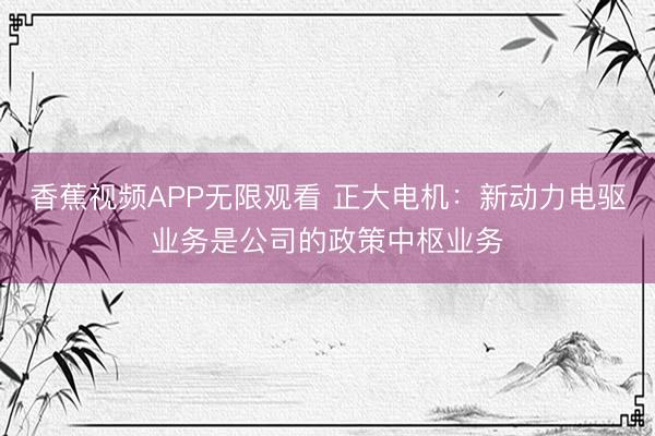 香蕉视频APP无限观看 正大电机:新动力电驱业务是公司的政策中枢业务