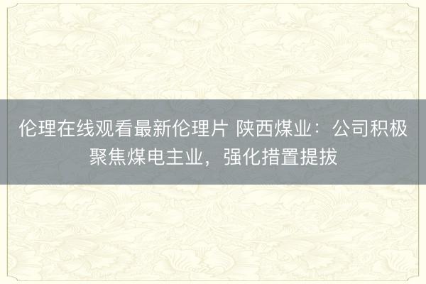 伦理在线观看最新伦理片 陕西煤业：公司积极聚焦煤电主业，强化措置提拔
