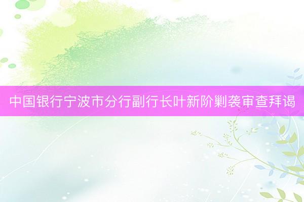 中国银行宁波市分行副行长叶新阶剿袭审查拜谒