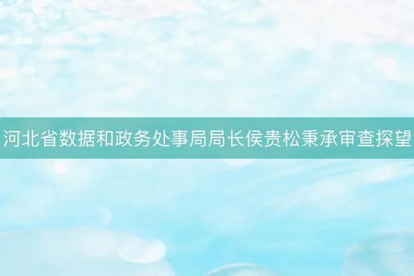 河北省数据和政务处事局局长侯贵松秉承审查探望