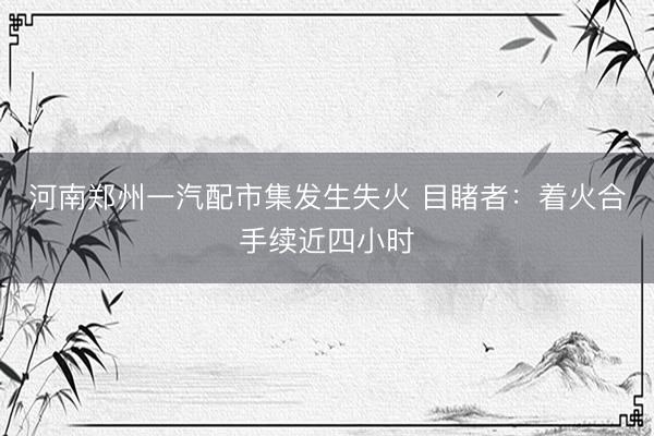 河南郑州一汽配市集发生失火 目睹者:着火合手续近四小时