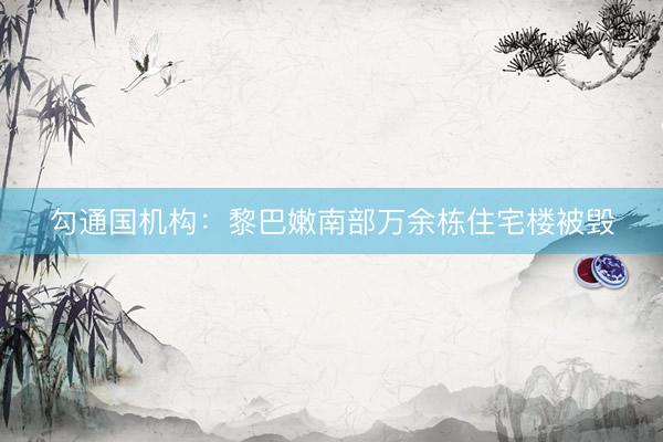 勾通国机构：黎巴嫩南部万余栋住宅楼被毁